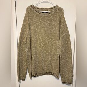 Grayers Clothiers Green Marled Uneven Budding Cotton Linen Crew Neck Sweater 3XL